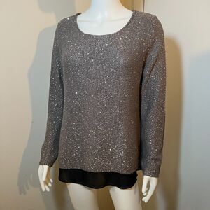 Rafaella Sequin Knit Sweater M - Boho Y2K Holiday Glam Party Winter Fall Autumn